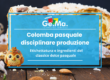 Colomba di Pasqua con glassa e mandorle, accompagnata da un'infografica del Gruppo Ge.Ma. sulla normativa di produzione ed etichettatura del dolce tradizionale