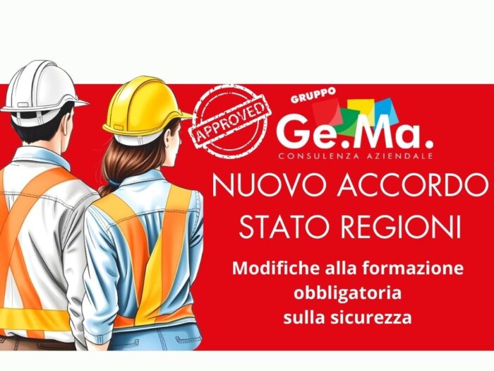 formazione obbligatoria sulla salute e sicurezza approvato nuovo accordo per la formazione immagine con due operai in cantiere con logo Ge.Ma