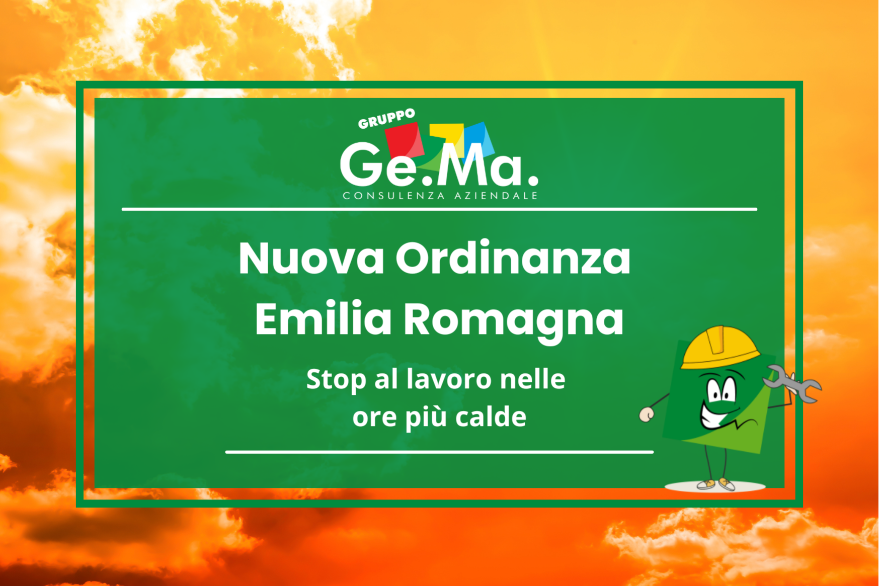 caldo estremo e nuova ordinza emilia romagna Immagine di copertina dell'articolo con un sole rovente sotto lo sfondo per indicare le temperature estreme e il caldo.