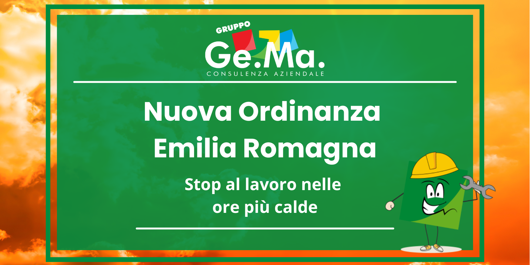 caldo estremo e nuova ordinza emilia romagna Immagine di copertina dell'articolo con un sole rovente sotto lo sfondo per indicare le temperature estreme e il caldo.