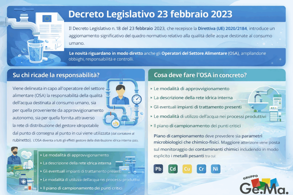 Immagine che illustra le novità sul controllo dell'acqua ad uso alimentare 