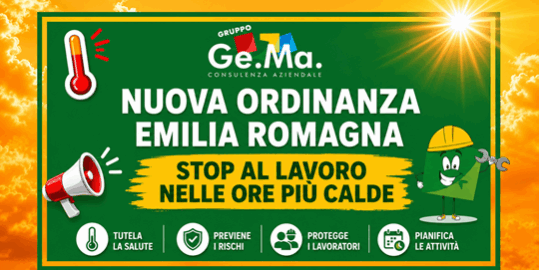 Caldo estremo Emilia Romagna ordinanza 2026 Caldo estremo in Emilia Romagna. Gruppo Ge.Ma, azienda di consulenza aziendale per la sicurezza, illustra l'ordinanza della regione